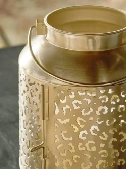 Next Gold Metal Leopard Print Cutout Lantern Hot