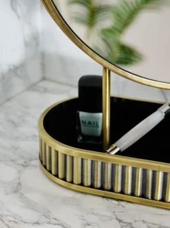 Next Gold Rib 5x Magnification Round Dressing Table Mirror Outlet
