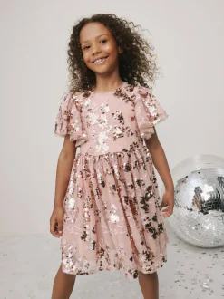 Next Gold Sequin Party Dress (3-16yrs) Online
