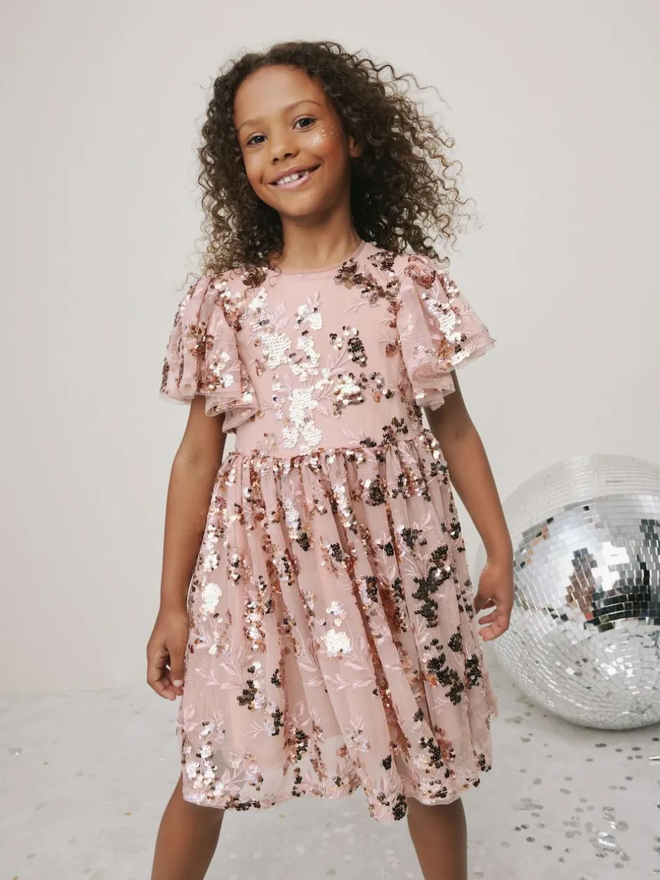 Next Gold Sequin Party Dress (3-16yrs) Online