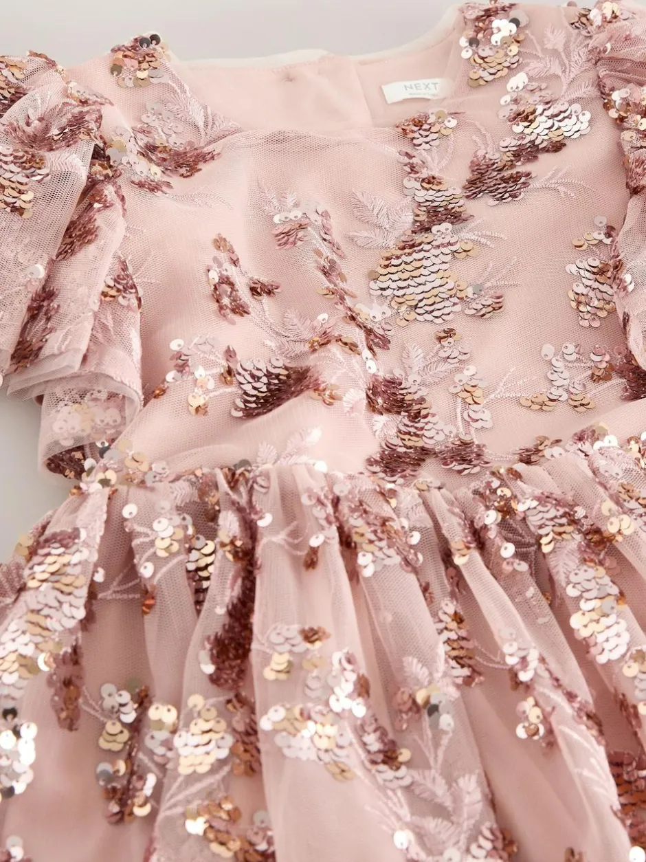 Next Gold Sequin Party Dress (3-16yrs) Online
