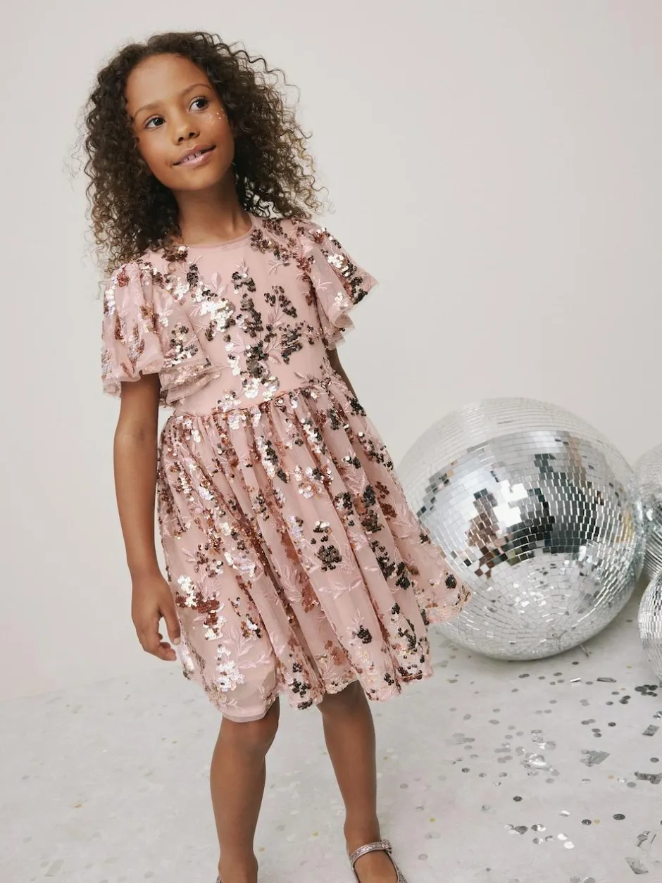 Next Gold Sequin Party Dress (3-16yrs) Online