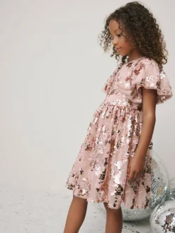 Next Gold Sequin Party Dress (3-16yrs) Online