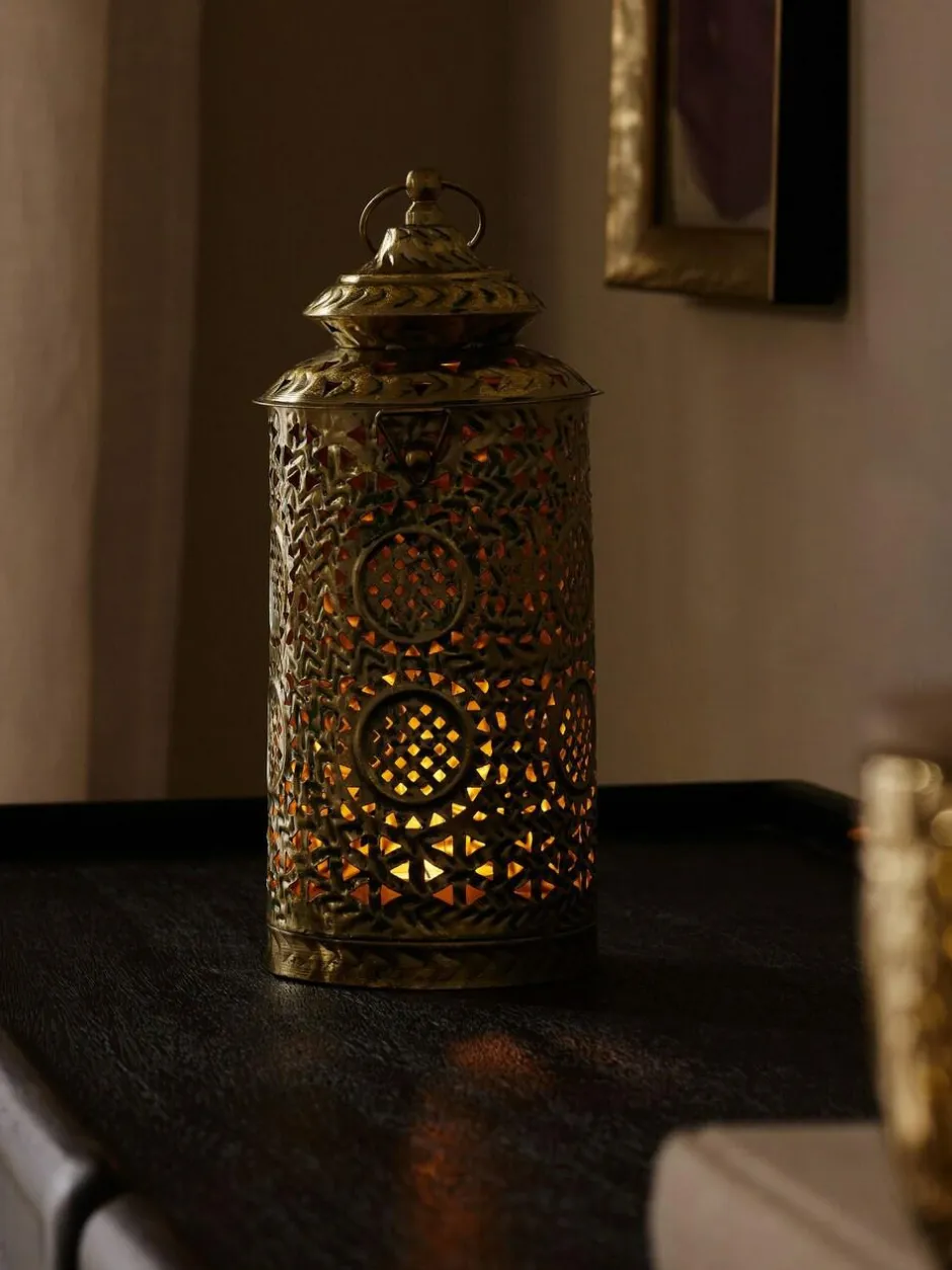 Next Gold Small Patterned Cutout Metal Lantern Hot