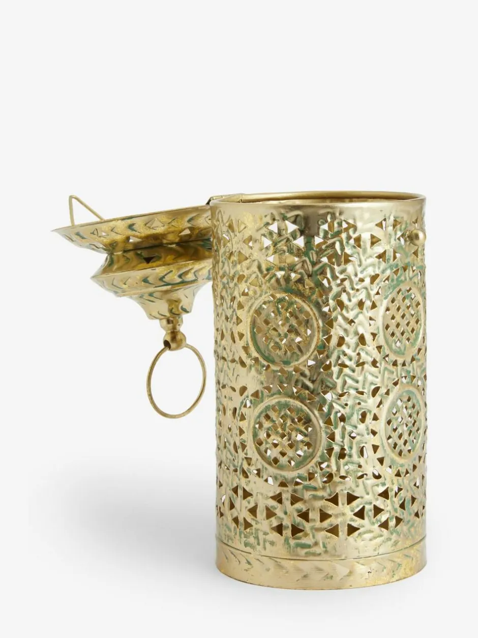 Next Gold Small Patterned Cutout Metal Lantern Hot