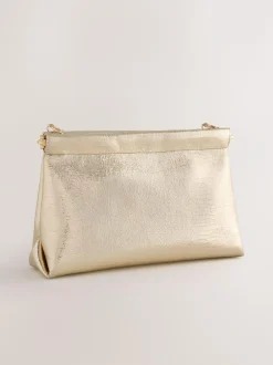 Next Sparkle Detail Snap Clutch Bag Gold Sale