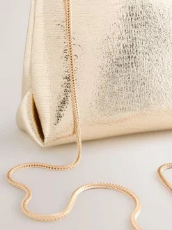 Next Sparkle Detail Snap Clutch Bag Gold Sale