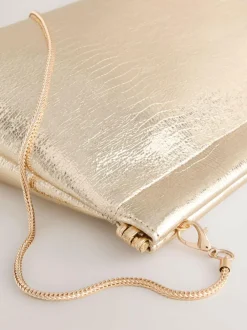 Next Sparkle Detail Snap Clutch Bag Gold Sale