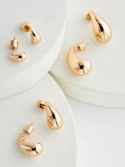 Next Teardrop Earrings 3 Pack Gold Tone Best