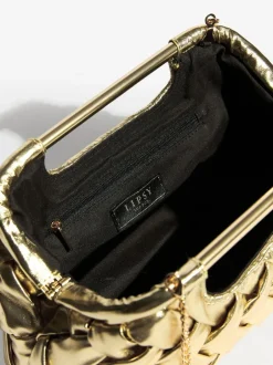 Lipsy Weave Grab Handle Clutch Bag Gold Discount