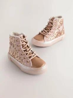 Next Gold Wide Fit (G) Star High Top Trainers Clearance