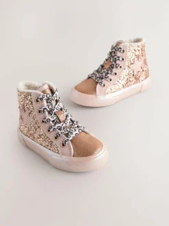 Next Gold Wide Fit (G) Star High Top Trainers Clearance