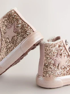 Next Gold Wide Fit (G) Star High Top Trainers Clearance