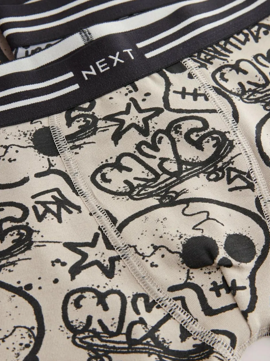 Next Trunks 5 Pack (3-16yrs) Grafitti Skull Print Clearance