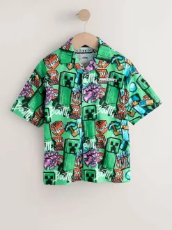 Next Green All Over Print Minecraft Short Sleeve Jersey Shirt (3-16yrs) Outlet
