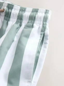 Next Printed Swim Shorts (3mths-7yrs) Green and White Stripe Clearance
