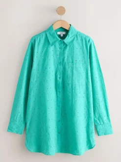 Next Green Broderie Shirt Online