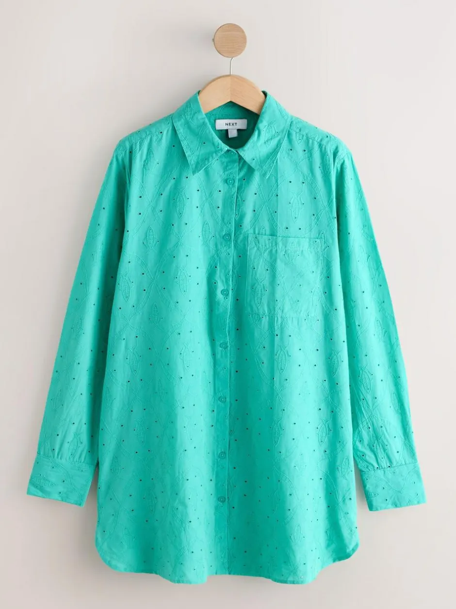 Next Green Broderie Shirt Online