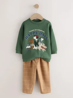 Next Green/ Brown Dog Single Sweatshirt and Joggers Set (3mths-7yrs) Online
