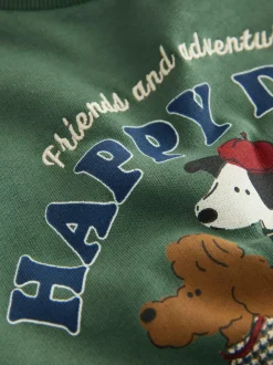 Next Green/ Brown Dog Single Sweatshirt and Joggers Set (3mths-7yrs) Online