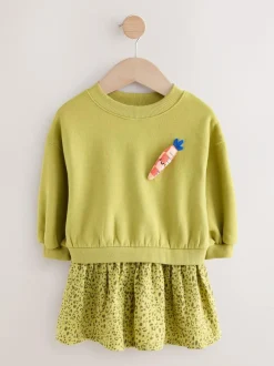 Next Mesh Skirt Sweat Dress (3mths-7yrs) Green Carrot Hot