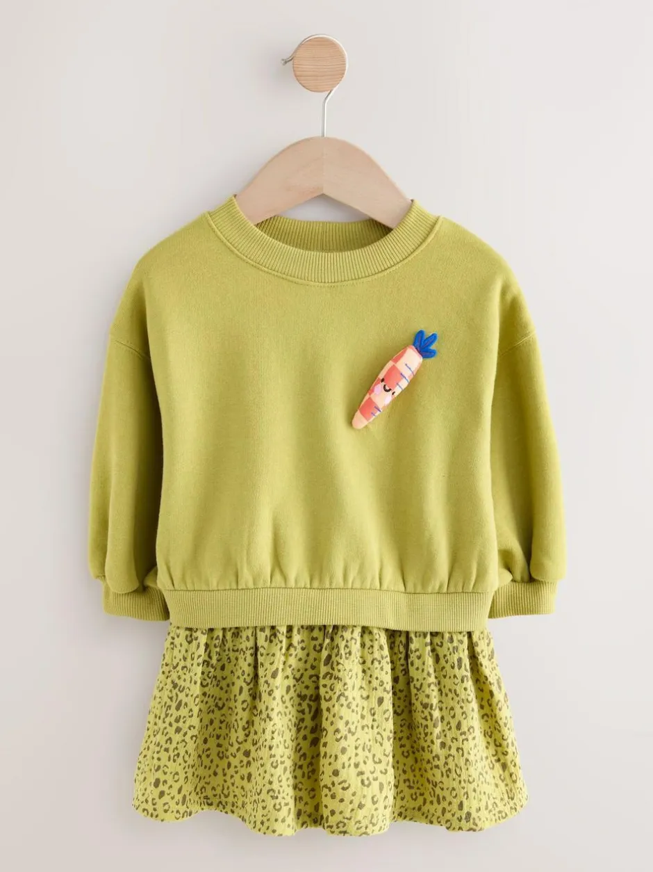 Next Mesh Skirt Sweat Dress (3mths-7yrs) Green Carrot Hot