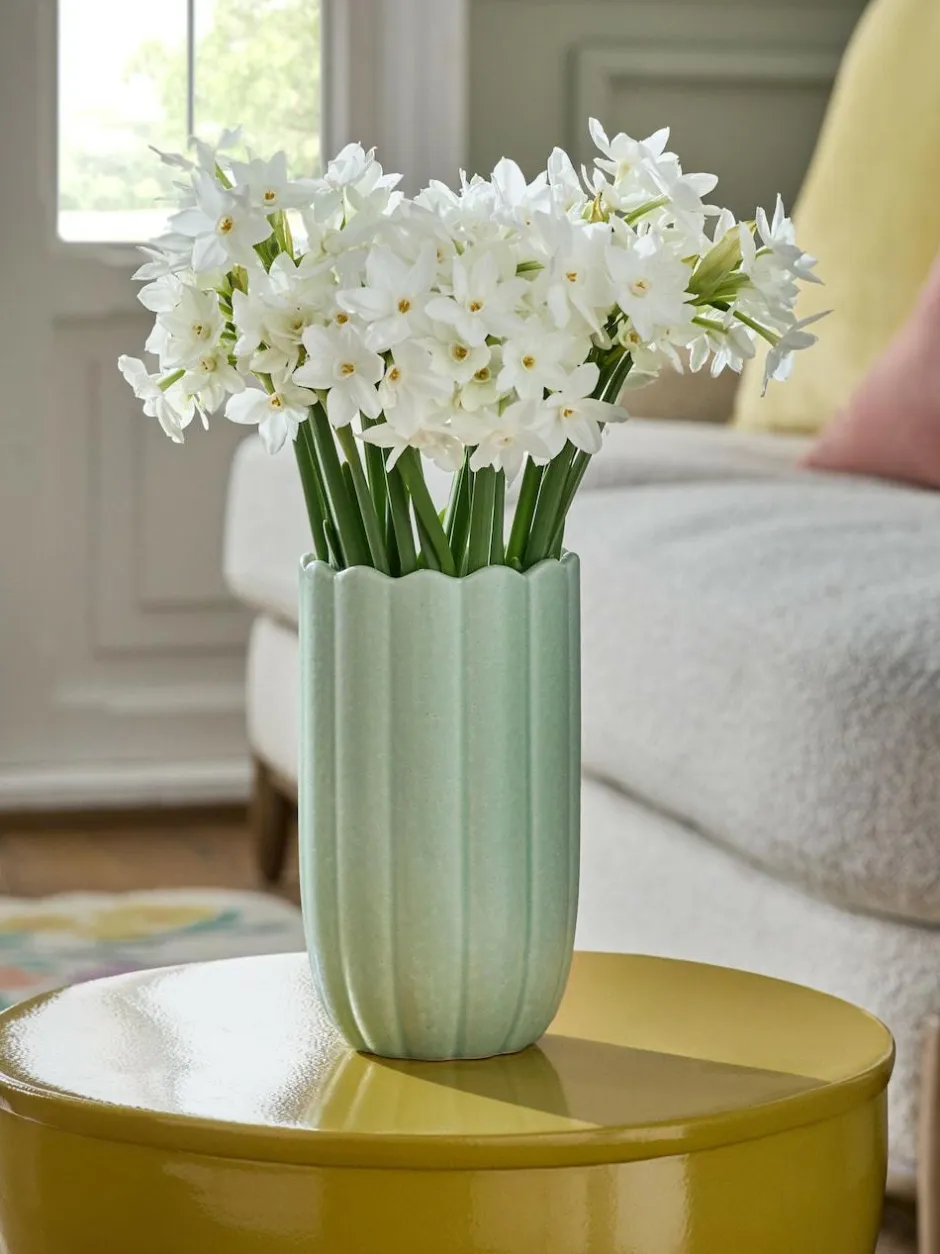 Next Green Ceramic Scallop Detail Small Vase Discount