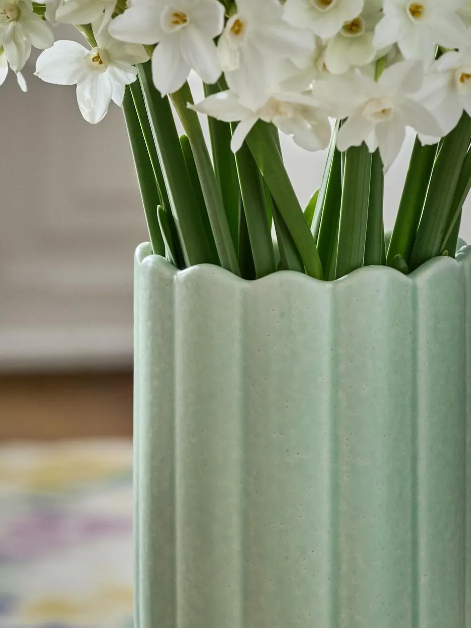 Next Green Ceramic Scallop Detail Small Vase Discount