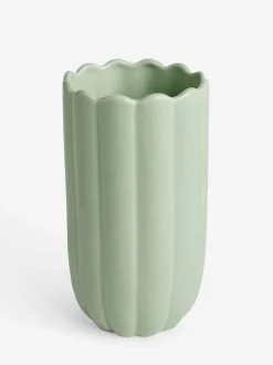Next Green Ceramic Scallop Detail Small Vase Discount