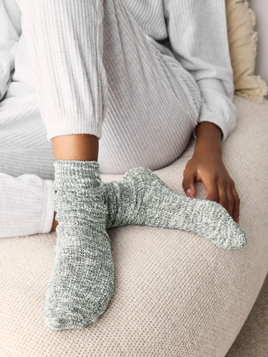 Next Cotton Slub Slouchy Ankle Socks 3 Pack Green