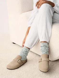 Next Cotton Slub Slouchy Ankle Socks 3 Pack Green