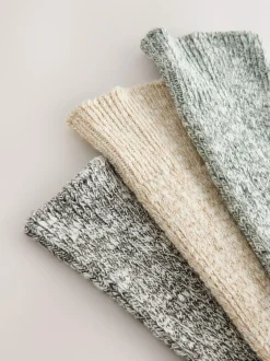 Next Cotton Slub Slouchy Ankle Socks 3 Pack Green