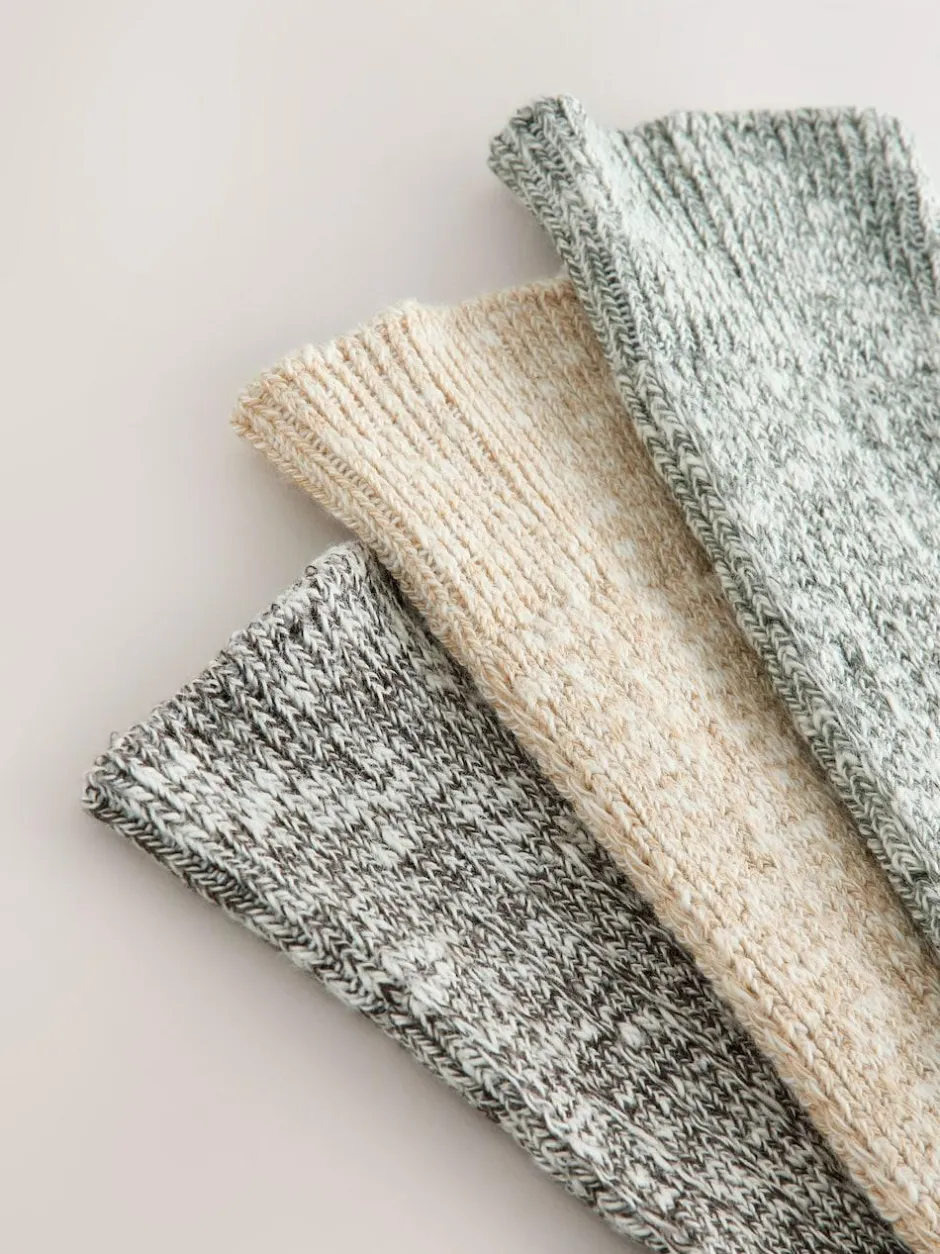 Next Cotton Slub Slouchy Ankle Socks 3 Pack Green