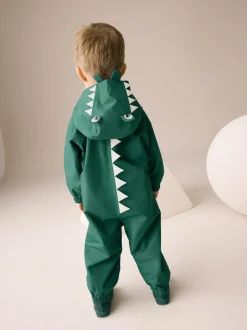 Next Green Crocodile Waterproof Fleece Lined Puddlesuit (3mths-7yrs) Clearance