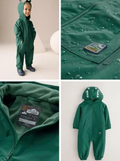 Next Green Crocodile Waterproof Fleece Lined Puddlesuit (3mths-7yrs) Clearance