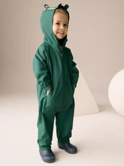 Next Green Crocodile Waterproof Fleece Lined Puddlesuit (3mths-7yrs) Clearance