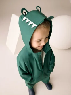 Next Green Crocodile Waterproof Fleece Lined Puddlesuit (3mths-7yrs) Clearance