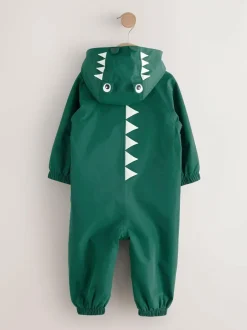 Next Green Crocodile Waterproof Fleece Lined Puddlesuit (3mths-7yrs) Clearance