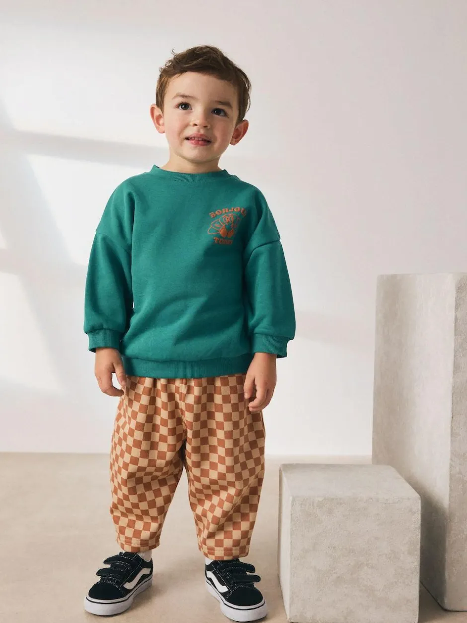 Next Green Croissant Single Sweatshirt And Stripe Joggers Set (3mths-7yrs)