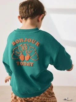 Next Green Croissant Single Sweatshirt And Stripe Joggers Set (3mths-7yrs)