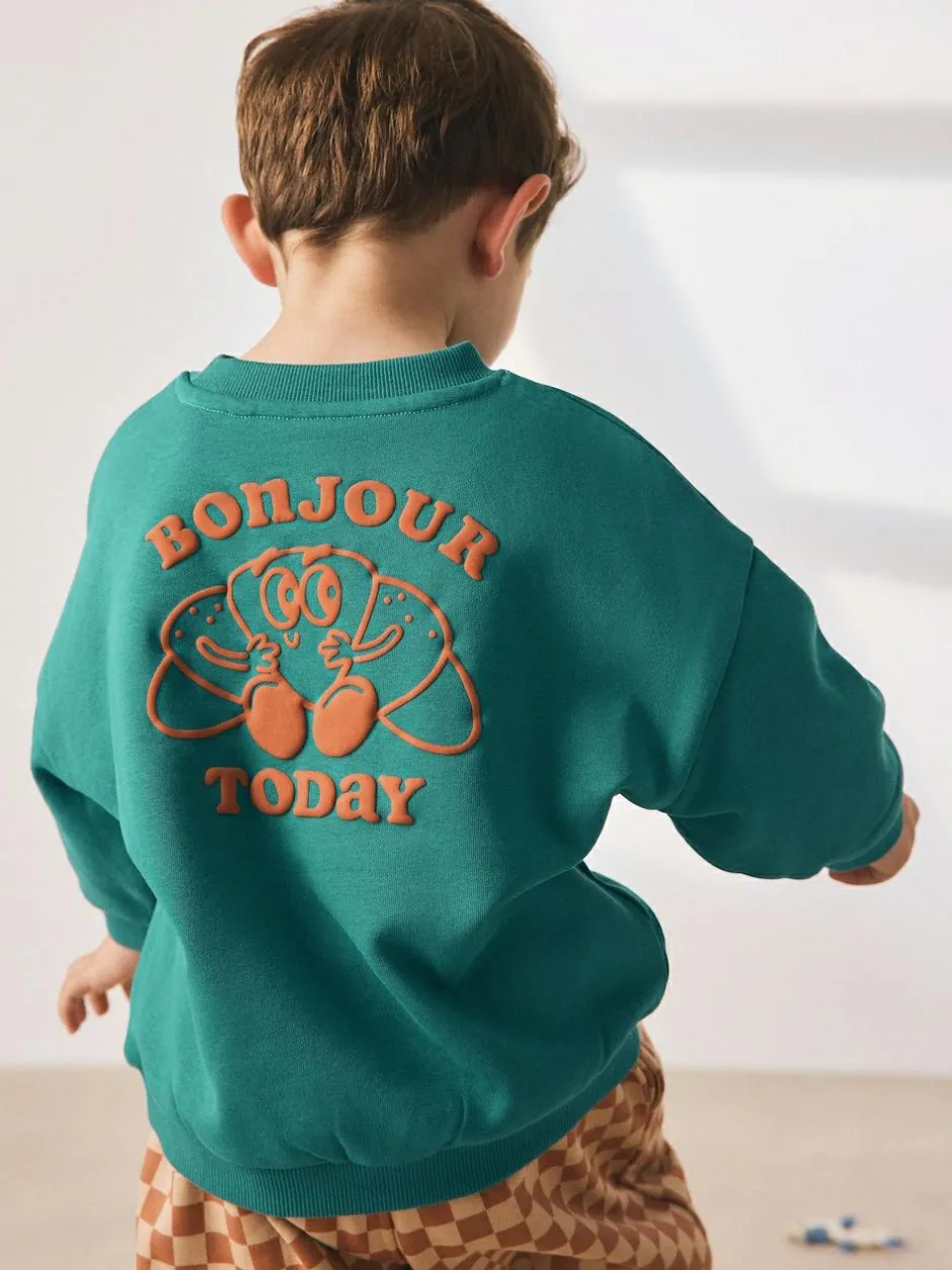 Next Green Croissant Single Sweatshirt And Stripe Joggers Set (3mths-7yrs)