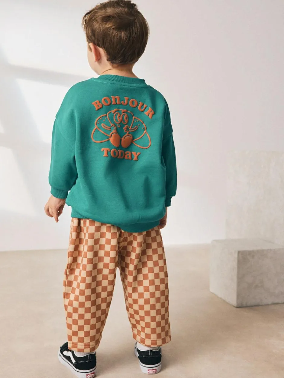 Next Green Croissant Single Sweatshirt And Stripe Joggers Set (3mths-7yrs)