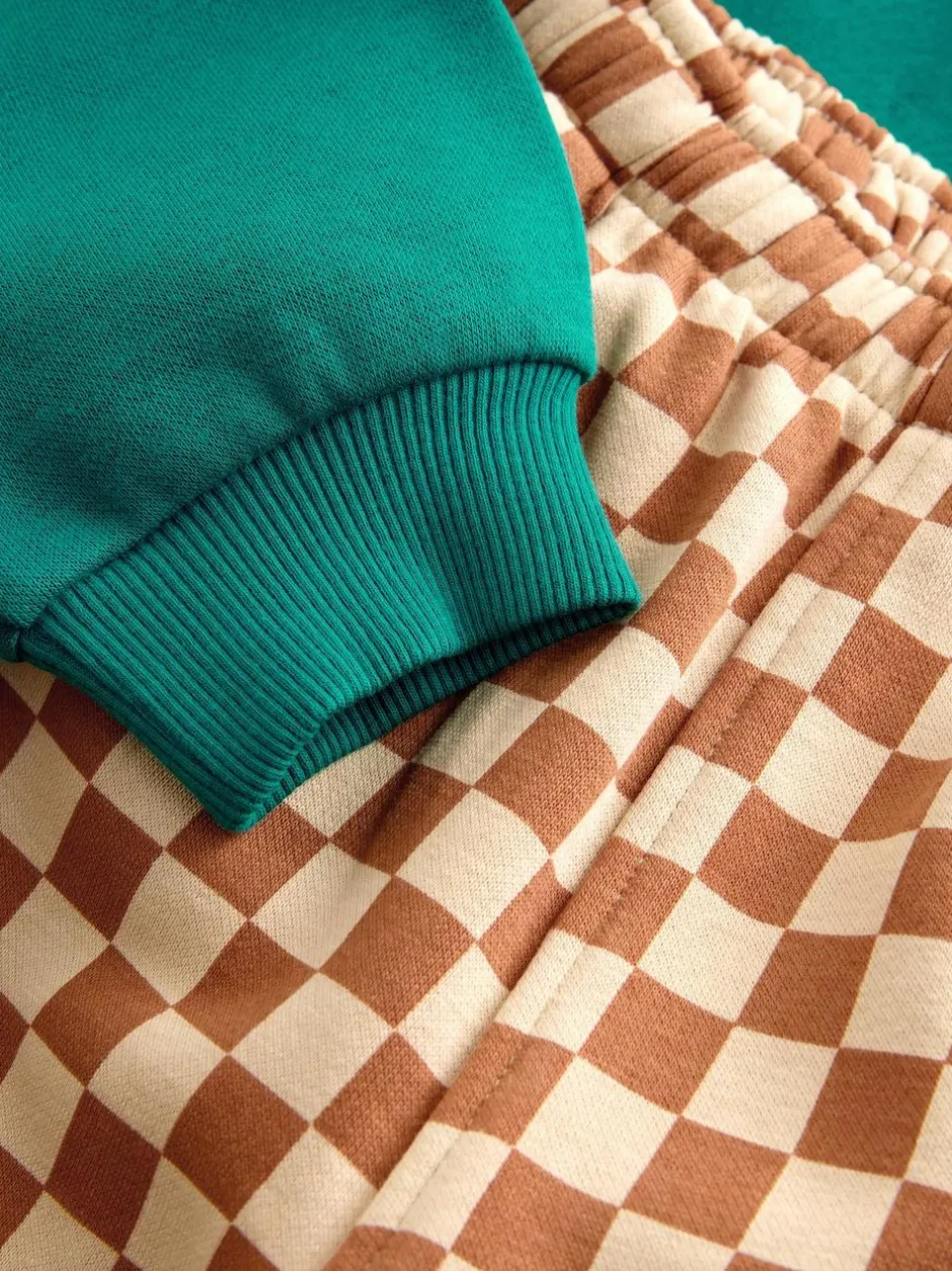 Next Green Croissant Single Sweatshirt And Stripe Joggers Set (3mths-7yrs)