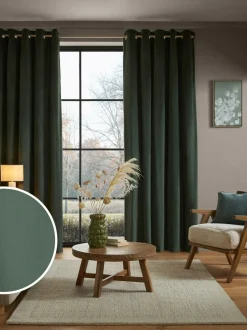 Next Green Dark Matte Velvet Super Thermal Curtains