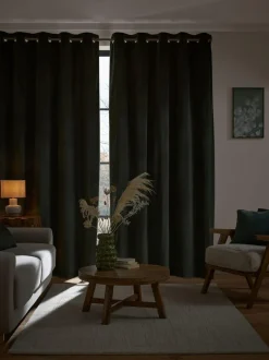 Next Green Dark Matte Velvet Super Thermal Curtains