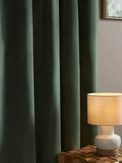 Next Green Dark Matte Velvet Super Thermal Curtains