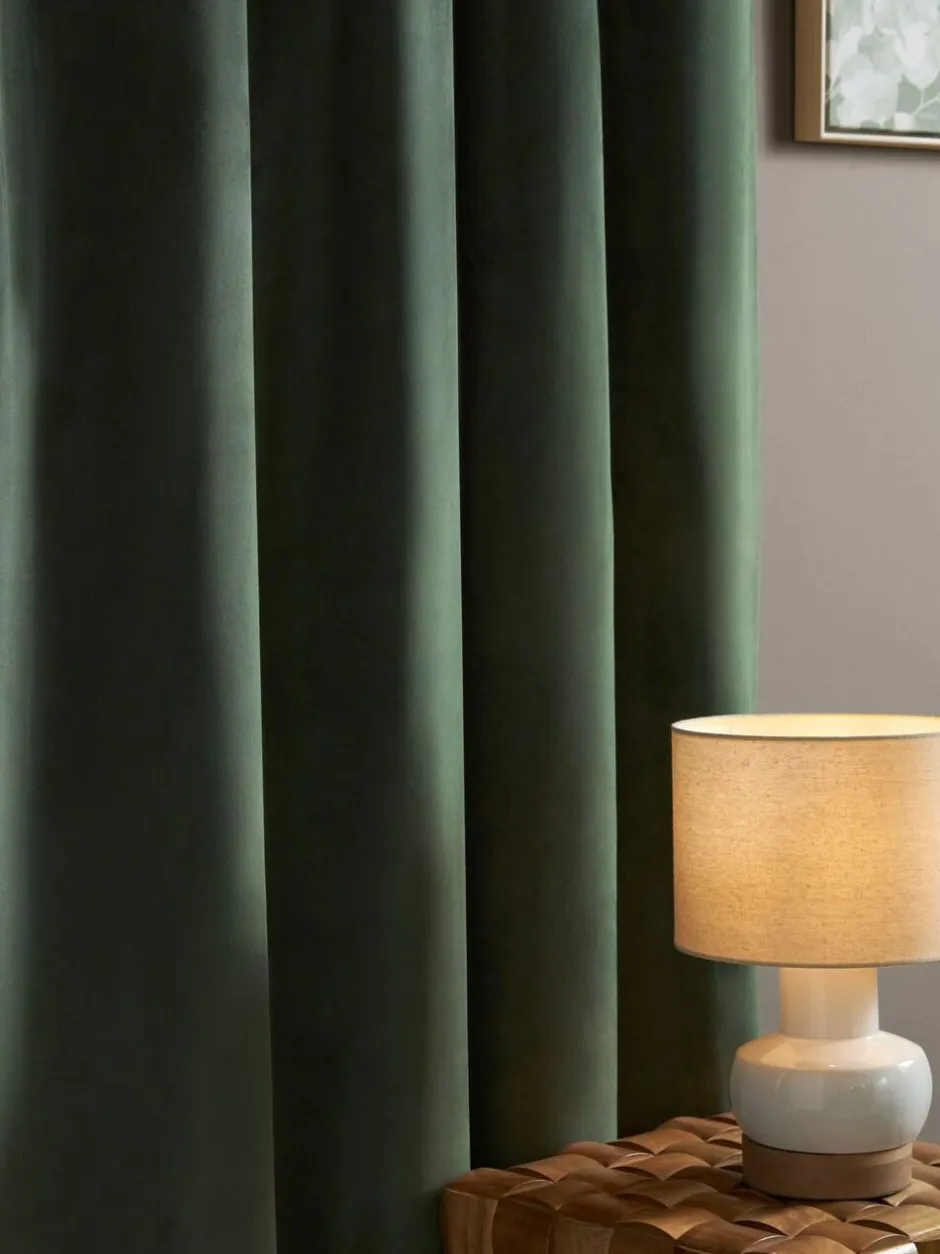 Next Green Dark Matte Velvet Super Thermal Curtains