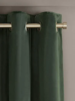 Next Green Dark Matte Velvet Super Thermal Curtains