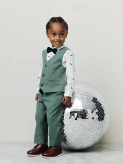 Next Green Dino Waistcoat Shirt Trousers and Bow Tie Set (3mths-9yrs) Discount
