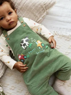 Next Green Farm Cord Dungarees and Bodysuit Set (0mths-2yrs) Online